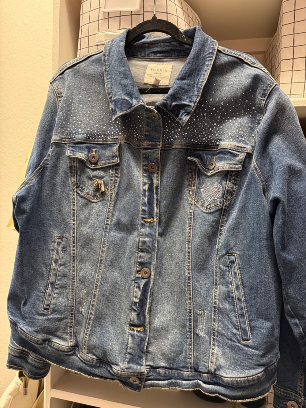 Bridal torrid Denim Jacket with Rhinestones - Blue